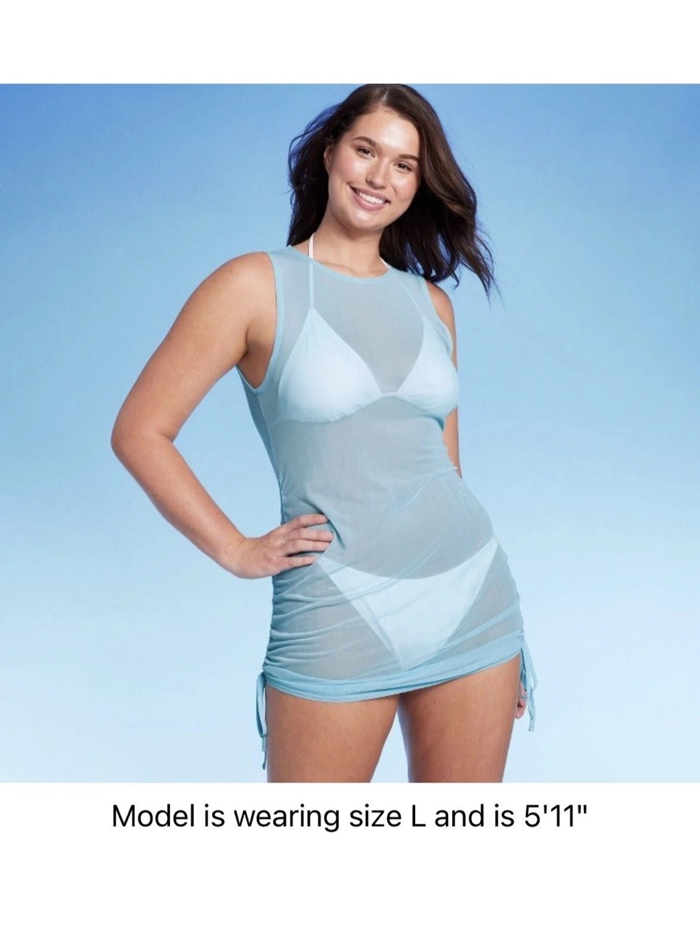 WILD FABLE nwt Light Blue Sheer Mesh Tank Swim Coverup